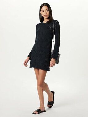 🖤 NWT The Drop Black Crochet Mini Dress | Size M | Long Sleeve Cotton